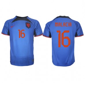 Holandia Tyrell Malacia #16 Koszulka Wyjazdowych MŚ 2022 Krótki Rękaw